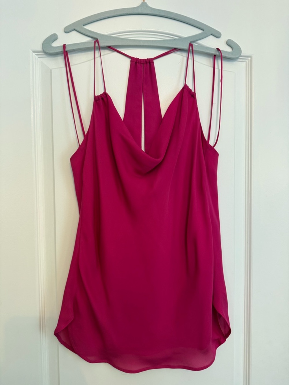 Haute Hippie Fuchsia Cowl Neck Spaghetti Strap Camisole | 100% silk